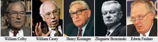 Some known “US Circle” participants. Colby was Opus Dei; Casey and Feulner Knights of Malta. Brzezinski worked closely with the Knights of America, and like Kissinger, is velcroed to Rockefeller interests